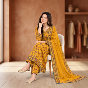 Conjunto de Salwar Kameez para Mujer, Estampado Floral, Cuello en V, Traje de Algodón Puro con Dupatta, Ropa Casual para Bodas - Product Image 2