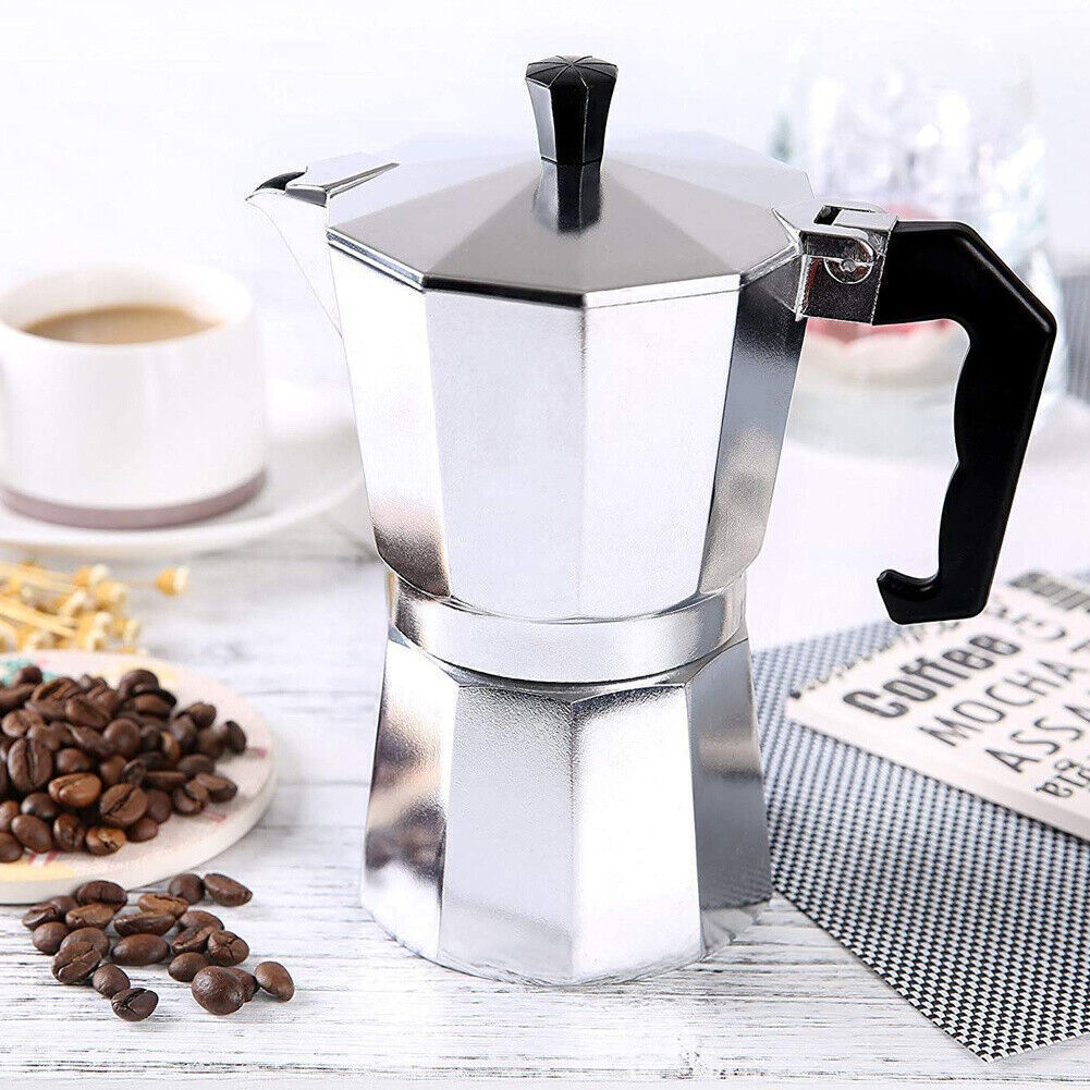 Klasik kafetaria Stovetop pembuat kopi, Espresso 1 2 3 6 9 12 14 cangkir pembuat Moka aluminium panci kopi Moka