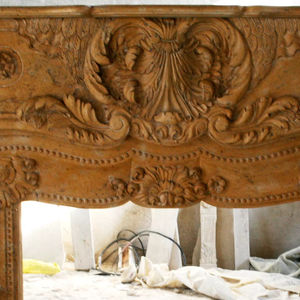 Villa européenne Hôtel Intérieur Maison Déco Pierre Naturelle Beige Marbre Cheminée Cheminée Surround avec Sculpture Complexe - Product Image 3