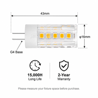 Ampoule LED G4 résidentielle à économie d'énergie, 33 LED, courant constant, sans scintillement, 12V AC/DC, 2,5W, 270LM, Ra>80, en verre
