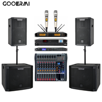 Système de sonorisation PA : 2 enceintes actives 15 pouces 1400W + 2 caissons de basses 18 pouces 1000W, micro sans fil UHF, table de mixage 8 canaux, DSP et séquenceur de puissance