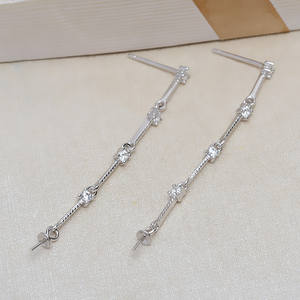S925 Silver Long Tassel Ear <b>Hook</b> Three Chain O-Chain <b>Earrings</b> DIY Pearl Ear <b>Hook</b> Accessories Empty Jewelry Findings Components - Product Image 5