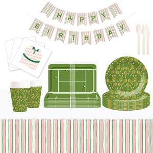 DAMAI - Juego de Vajilla Desechable con Temática de Tenis, Platos, Servilletas y Vasos de Papel para Fiestas de Cumpleaños de Tenis - Product Image 2