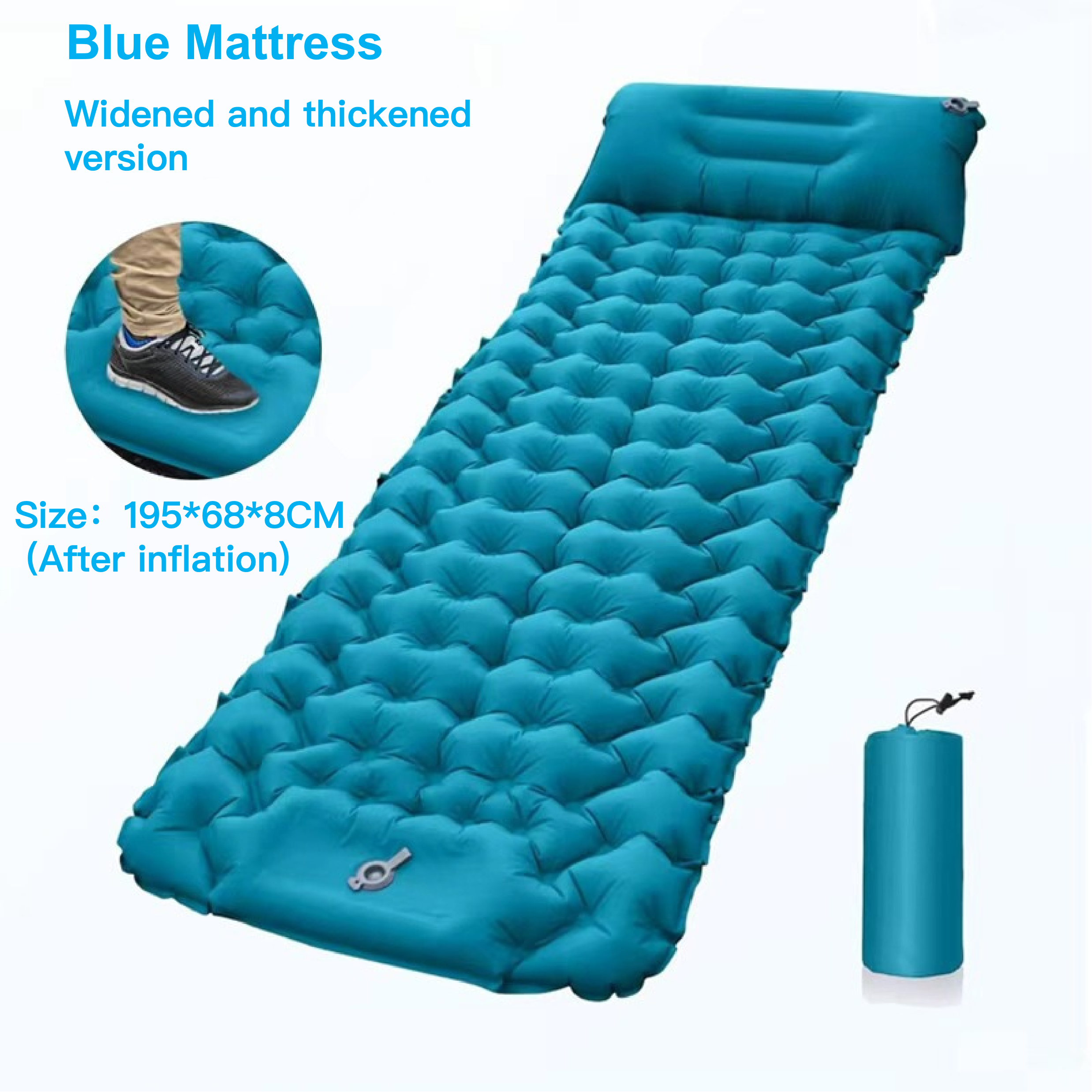 Matelas gonflable bleu version élargie et épaissie
