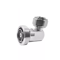 Adaptateur coudé DIN femelle 7/16 vers Mini DIN mâle 4.3/10, 50 Ohms, installation sans outil, contact en cuivre, compression EZ