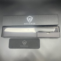 Couteau à pain dentelé de haute qualité de 8 pouces, en acier inoxydable, outil de pâtisserie, couteau à trancher le pain, emballage en boîte cadeau, logo personnalisé