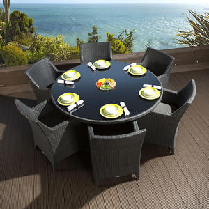 Conjunto de Mesa y Sillas para Exteriores, Balcón, Patio, Jardín, Terraza, Silla de Ratán, Muebles de Ratán para Ocio, Hotel, Salón de Té - Product Image 1