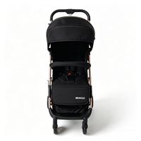 Poussette haute pour bébé avec rotation à 360°, auvent imprimé trèfle doré et design pliable pour tout-petits