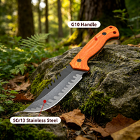 Pisau Berburu Outdoor Fixed Blade Grosir Pabrik, Gagang Anti Selip G10, Alat Survival Bushcraft Dengan Sarung Kydex, OEM Tersedia