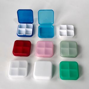 Promotion Portable Pill <b>Box</b> Custom Logo Printed 4 Compartments Cute Plastic 4 Case Square Pill <b>Box</b> - Product Image 2