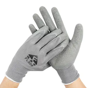 Günstige Fabrik doppelt getauchten Diesels chaum 13 Gauge Latex Palme beschichtet faltige Sicherheits arbeits handschuhe