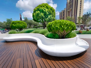 GRC Tree Pit <b>Benches</b> Fiberglass Modern Landscape Seating Outdoor Patio <b>Bench</b> Contemporary Design Durable outdoor furnitures - Product Image 5
