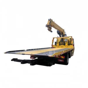 Grúa de plataforma plana de acero Foton de 5 toneladas con grúa multifuncional para asistencia en carretera, remolque de plataforma baja para recuperación de vehículos - Product Image 1