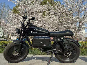 Retro Fat Tire Ebike <b>Himoto</b> Black 1500W 60Ah Full Suspension Mtb Long Range Mountain Dirt E Bike Cruiser Black Long Rang - Product Image 2