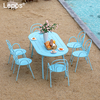 Ensemble de table et chaises de jardin en aluminium, mobilier d'extérieur en métal résistant aux intempéries, vente en gros, ensemble de salle à manger pour hôtel, bistrot, terrasse extérieure