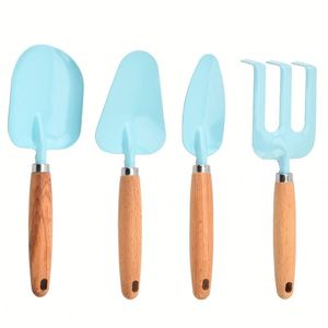 Juego de 4 herramientas de jardinería para niños: pala y rastrillo combinados con mango de madera de haya, ideal para macetas y actividades al aire libre. - Product Image 3