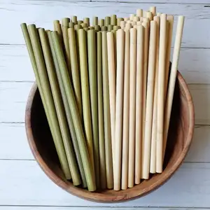 Plastik Gratis 100% Organik Alami Ramah Lingkungan Minum Jus Koktail Sedotan Bambu Dapat Digunakan Kembali