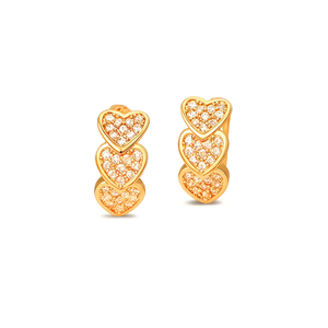 E4781 ต่างหูรูปหัวใจประดับเพชรทองคำขาว สำหรับผู้หญิง สวมใส่ได้ทุกวัน สี G ธรรมชาติ น้ำหนักรวม 0.30 กะรัต - Product Image 1