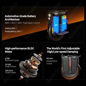 20000W P6 Powerful Brushless Unicycle With <b>Sensor</b> 235V 150km/h 4200Wh Lithium Battery 200kg Load Waterproof Inmotion P6 200kg Ma - Product Image 4