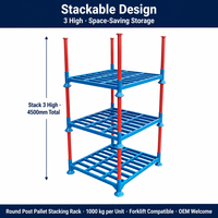 Étagère de stockage industrielle robuste empilable, étagère de stockage en métal pour entrepôt avec poteaux amovibles et base en grille ouverte