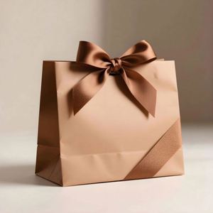 Factory Customized Wholesale Kraft <b>Paper</b> Eco-Friendly Laminated Mini Gift Shopping Bags with Ribbon Handles and String - Product Image 1