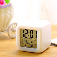 Réveil Led à couleur changeante, horloge à Sublimation à Cube fonctionnant sur batterie
