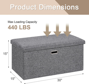 <span class=keywords><strong>Coffre</strong></span> de rangement pliable moderne 76*38*38cm, pouf de rangement et grande boîte de rangement pour jouets et vêtements pour chambre à coucher - Product Image 2