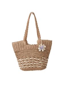 Bolso de playa de verano 2026 para mujer, tejido, con cierre de cremallera, bolso de hombro, bolso tote de paja calado - Product Image 6