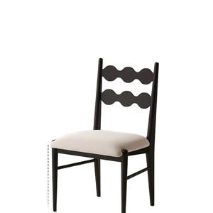 Chaise de salle à manger en bois massif avec siège rembourré, style vintage, pour la maison, le salon - Product Image 5