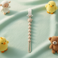 Chaîne anti-chute et anti-perte pour sucette bébé en silicone motif ours de dessin animé, thème art populaire, sérigraphiée et gravée au laser, marque COMPASS