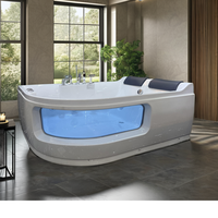 Portable 2 personnes blanc acrylique coin hydromassage baignoire à jets fonction de trempage de bulles d'air utilisation intérieure et extérieure pour les villas
