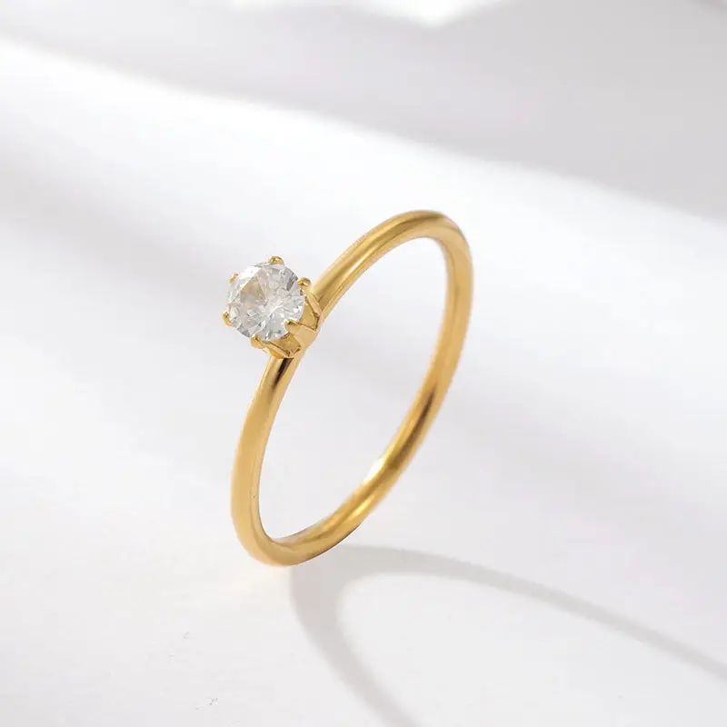 Cincin Hati untuk Wanita Warna Emas Pertunangan Pernikahan Perhiasan Pengantin Kubik Zirkon Batu Cincin Elegan