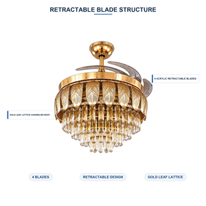 42 Inch Retractable Blade <b>Ceiling</b> <b>Fan</b> Light LED Invisible <b>Fan</b> Lamp <b>Remote</b> <b>Control</b> Dimmable for Home Living Room Bedroom - Product Image 3