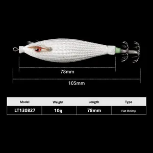 Nouveau leurre lumineux de crevette en bois tressé ABS <span class=keywords><strong>Toto</strong></span> transfrontalier crochet explosif leurre appât de calmar pour les poissons <span class=keywords><strong>d</strong></span>'eau salée - Product Image 2