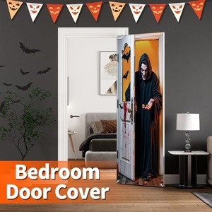 Cubierta de Puerta de <span class=keywords><strong>Vampiro</strong></span> para Halloween, Decoraciones Espeluznantes de Huellas de Sangre y Murciélagos para Fiestas de Casas Encantadas, Trucos, Decoraciones de Pared para el Hogar en Días Festivos - Product Image 4