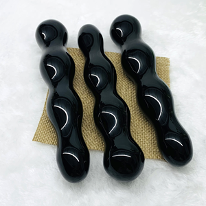 Бусины, черный обсидиан, Yoni Wand, кварцевые анальные пробки, черный обсидиан, пенис, Хрустальная палочка, секс-игрушка Yoni, фаллоимитатор, черный обсидиан, камень - Product Image 3