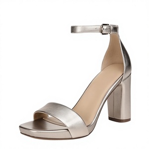Zapatos de tacón medio con punta cuadrada y abierta para mujer, con correa al tobillo, tacón grueso, de PU, para verano, informales, de vestir, para fiesta - Product Image 2
