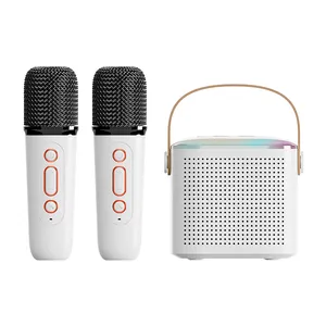 İki mikrofon ile kablosuz Karaoke mikrofonu RGB ışık BT5.3 Bluetooth hoparlör ile orijinal ses açık Mini hoparlör