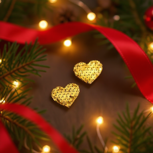 Decorazione natalizia a forma di cuore Iln, 3x4 mm, con paillettes dorate, 2 pezzi, decorazione natalizia - Product Image 2