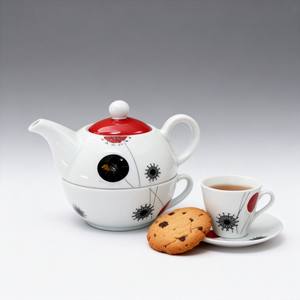 Ensembles de petit-déjeuner élégants en céramique et porcelaine / Services de thé de l'après-midi, tasses à café, soucoupes, plateaux - Marque HARVIT, design mignon, pour les fêtes - Product Image 3