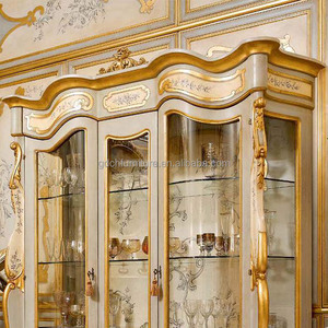 European Wine <b>Cabinet</b> <b>Living</b> <b>Room</b> Furniture Glass Doors <b>Tall</b> 3 166 Solid Wood Carving Wine <b>Cabinet</b> - Product Image 6