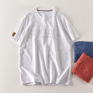 T-shirt Homme Mode 3D Gaufré en Coton Pima Biologique Premium, Coupe Oversize, Motif Uni, Logo Personnalisé - Product Image 1