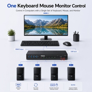 4K60Hz <span class=keywords><strong>4X1</strong></span> KVM <span class=keywords><strong>HDMI</strong></span> <span class=keywords><strong>SWITCH</strong></span> 2x1 KVM สลับ <span class=keywords><strong>HDMI</strong></span> พร้อมปุ่มด้านหน้าคีย์บอร์ด/เมาส์ฮอตคีย์ IR รีโมทและการควบคุม RS-232 - Product Image 3