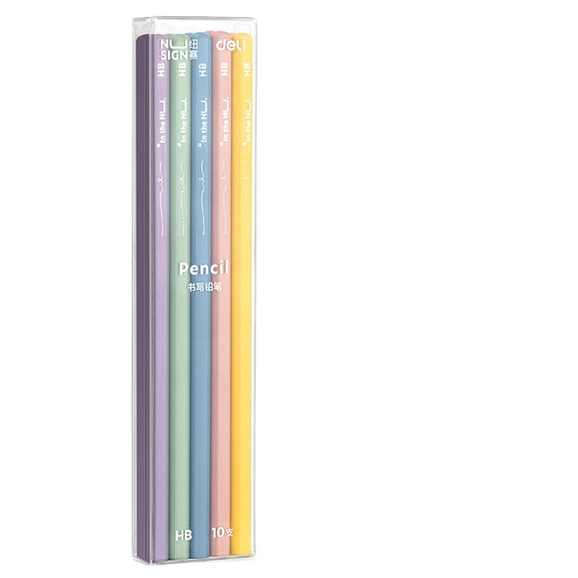 DELI Nusign Writing Pencil HB 2B Black Woodgrain Graphite Pencil Drawing Pencil with 10 Pens/box for School Office