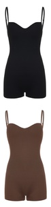 Collants sexy à buste profilé avec rembourrage amovible - Y2K Couleur unie Respirant Au-dessus du genou & Soutien-gorge intégré - Product Image 5