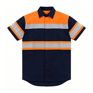 Custom Logo Reflective High Visibility Safety Lightweight Breathable Polyester Short Sleeve - Product Image 1