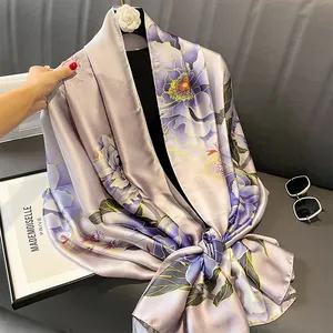 silk shawls Adult Print Girl Vendors floral scarf China designs long printed satin scarves Print
