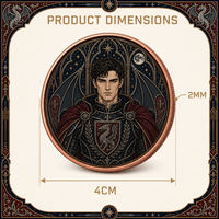 Pièce de collection en cuivre fin .999 de 1 oz, motif Chevalier Dragon Gothique, portrait de guerrier fantastique personnalisé, médaillon commémoratif, vente en gros