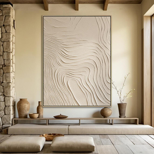 रिया कला हस्तनिर्मित 100% ग्रे कैनवास मूल अमूर्त तेल पेंटिंग बड़े आकार की मोटी दीवार कला इनडोर प्लास्टर - Product Image 2