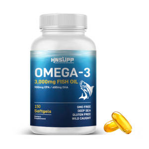 Capsules molles d'huile de poisson de 3000mg avec supplément de vitamines oméga-<span class=keywords><strong>3</strong></span> EPA et DHA de 600mg pour adultes - Product Image 1